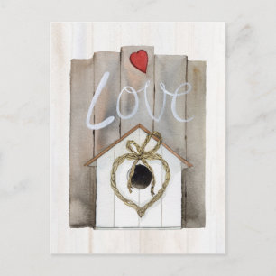 Rustic Valentine Birdhouse Postcard