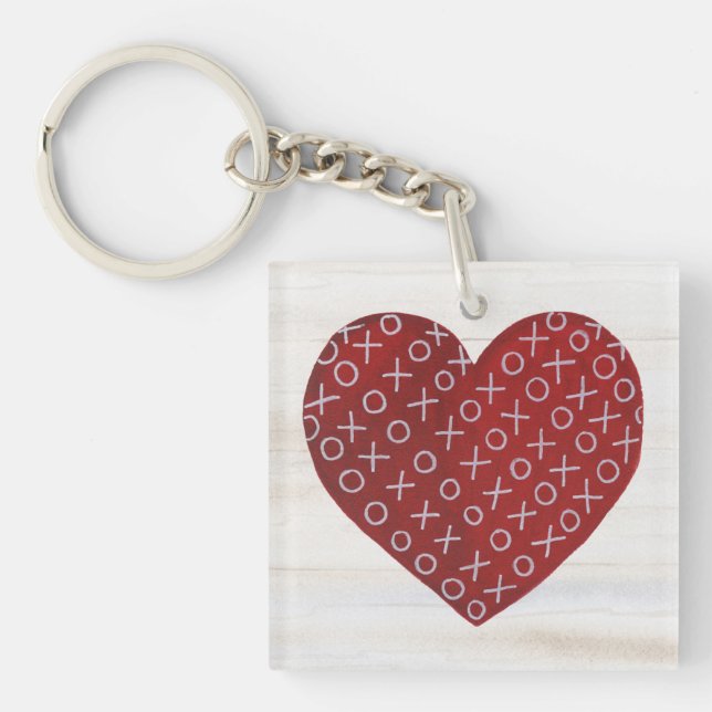 Rustic Valentine | Hugs & Kisses Heart Key Ring (Front)