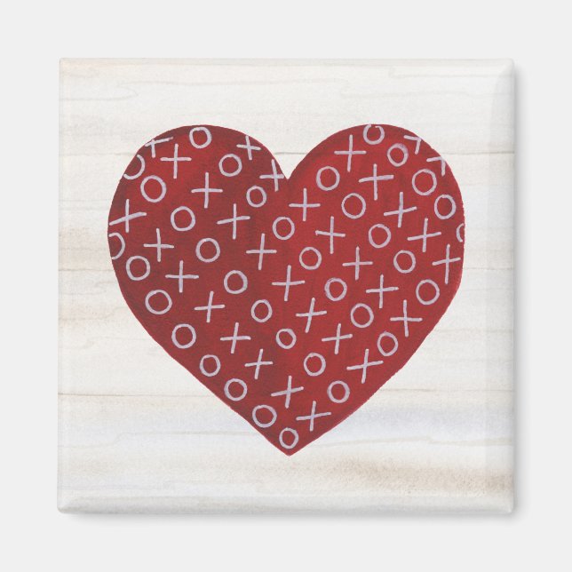Rustic Valentine | Hugs & Kisses Heart Magnet (Front)