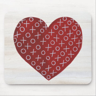 Rustic Valentine   Hugs & Kisses Heart Mouse Mat