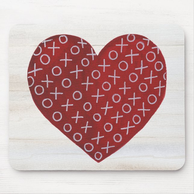 Rustic Valentine | Hugs & Kisses Heart Mouse Mat (Front)