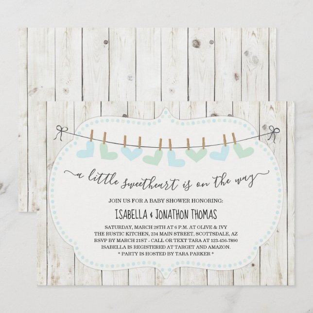 Rustic Valentines Day Boy's Baby Shower Invitation (Front/Back)