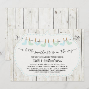 Rustic Valentines Day Boy's Baby Shower Invitation