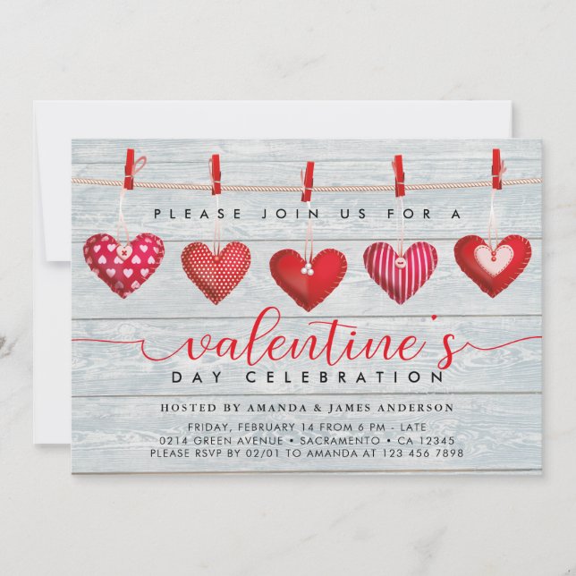 Rustic Valentine's Day Party Invitation (Front)