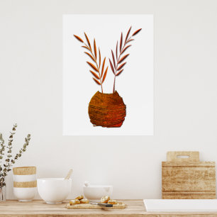 Rustic Vase Copper Look Boho Branches Poster