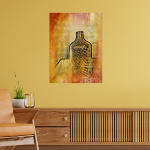 Rustic Vase Impression Warm Abstract Pink Poster
