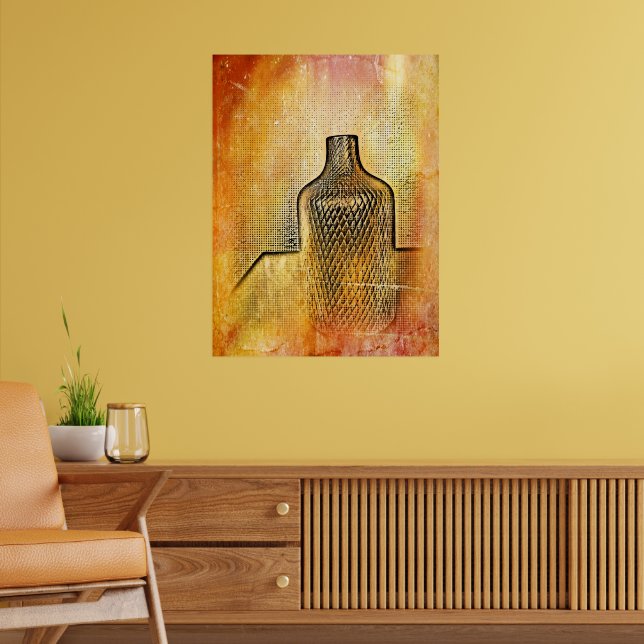 Rustic Vase Impression Warm Abstract Pink Poster (Living Room 2)