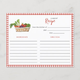 Rustic vegetables Bridal shower Recipe card