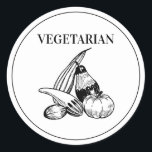 Rustic Vegetarian Wedding Meal Choice Classic Round Sticker<br><div class="desc">Elegant rustic wedding meal choice stickers - perfect to place on the back of place cards to specify your guests meal choice. Also perfect for rehearsal dinners and large family gatherings.</div>