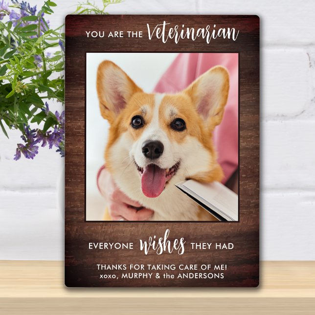Rustic Veterinarian Thank You Custom Pet Dog Photo Plaque (Creator Uploaded)