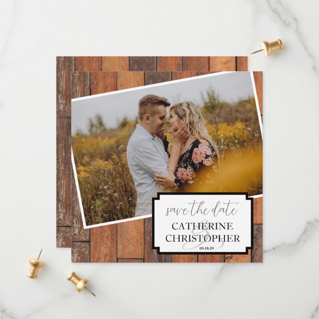 Rustic Vibes Photo Save The Date (Front/Back In Situ)