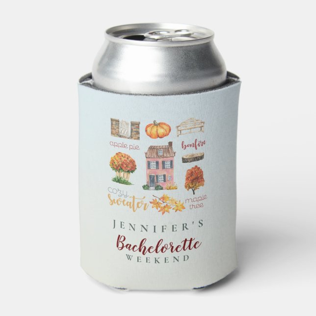 Rustic Vibrant Fall Favourites Bachelorette Party  Can Cooler (Can Front)