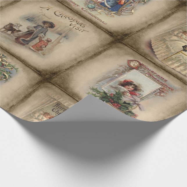 Rustic Victorian Christmas Book Covers Wrapping Paper (Corner)