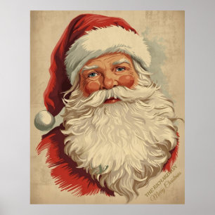 Rustic Victorian Santa Claus Vintage Christmas Art Poster