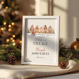 Rustic Village Houses Winter Baby Shower Favour Poster