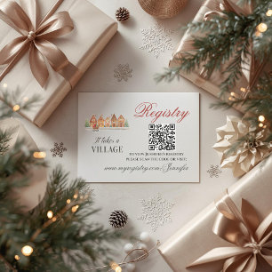 Rustic Village Houses Winter Baby Shower Registry Enclosure Card