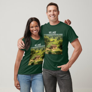 Rustic Village Landscape T-Shirt   Countryside Nat