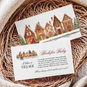 Rustic Village Winter Baby Shower Book Request Enclosure Card