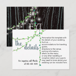 Rustic Vine & Lights Wedding Details Card