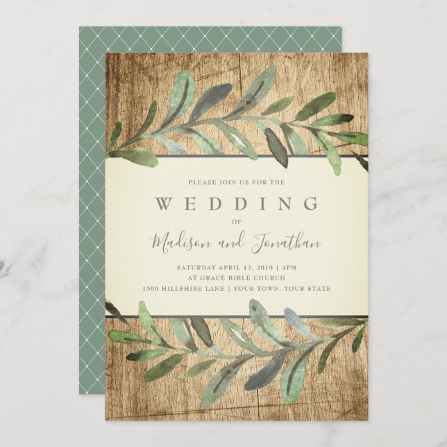 Rustic Vines Botanical Woods Wedding Invitation (Front/Back)