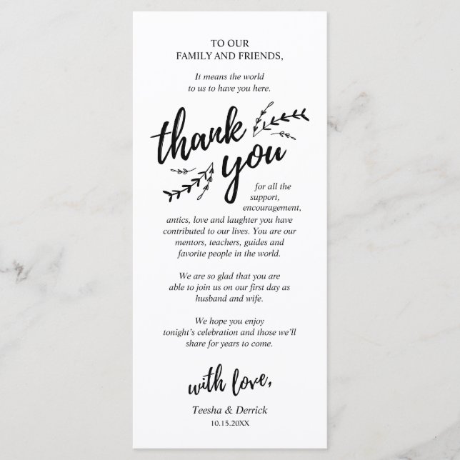 Rustic Vines, Dinner Place Setting Thank You Card (Front)