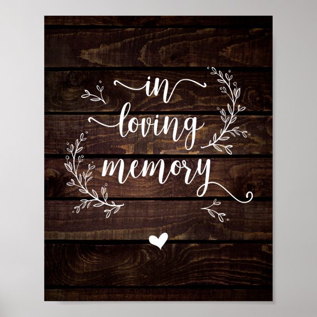 Rustic Vines Farm Wood In loving memory, memorial Poster (Front)