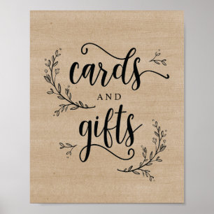 Rustic Vines Wedding Cards and Gifts Sign Poster