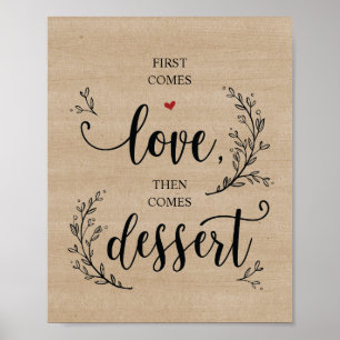 Rustic Vines Wedding Dessert  Sign Poster