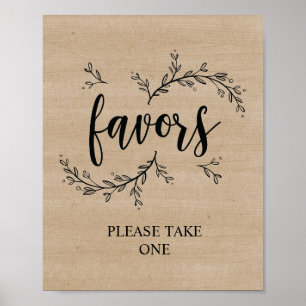 Rustic Vines Wedding favors sign