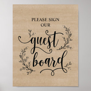 Rustic Vines Wedding Guest Board sign