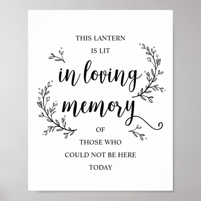 Rustic Vines Wedding Memorial (lantern) sign (Front)
