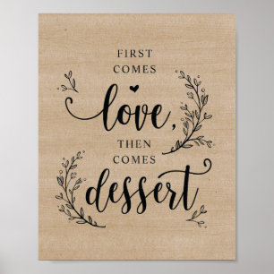 Rustic Vines Wedding Party Dessert Bar Sign Poster