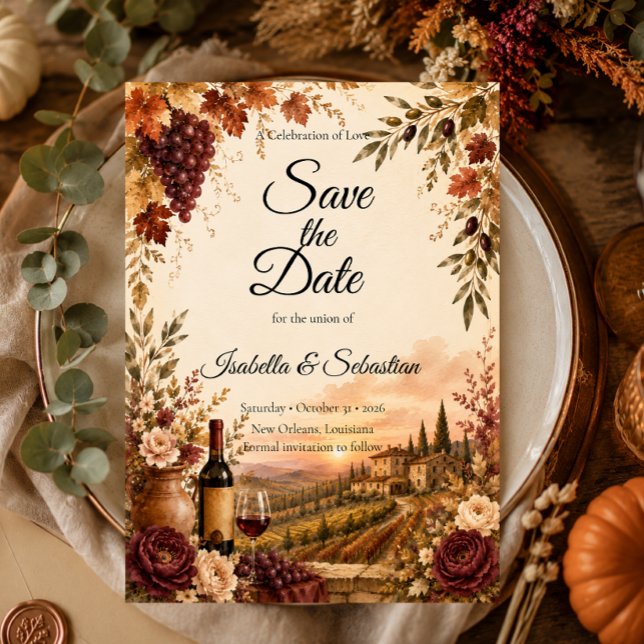 Rustic Vineyard Autumn Elegance Wedding Save The Date (Creator Uploaded)