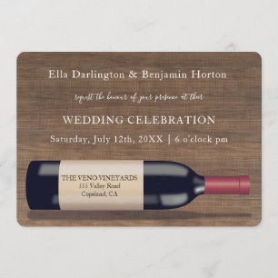 Rustic Vineyard Bottle Design   Wedding Invitation