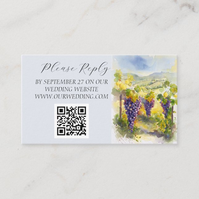 Rustic Vineyard Destination Grapes Lemons Wedding  Enclosure Card (Front)