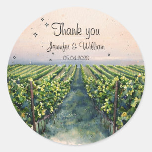 Rustic Vineyard Destination Italy Wedding Classic Round Sticker