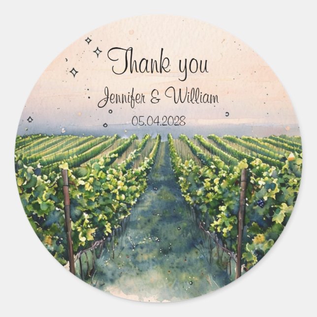 Rustic Vineyard Destination Italy Wedding   Classic Round Sticker (Front)