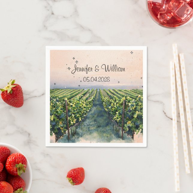 Rustic Vineyard Destination Italy Wedding   Napkin (Insitu)