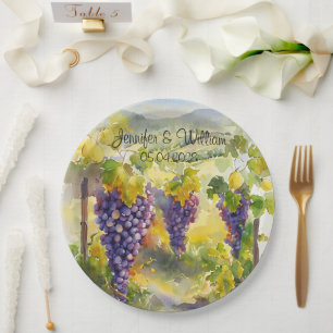 Rustic Vineyard Grapes Lemons Italy Wedding   Paper Plate