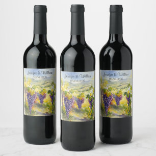 Rustic Vineyard Grapes Lemons Italy Wedding   Wine Label