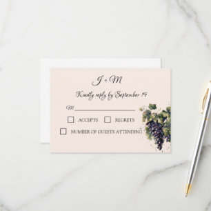 Rustic Vineyard Watercolor Grapes RSVP Card