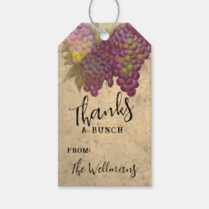 Rustic Vineyard Watercolor Grapes Thank You Gift Tags