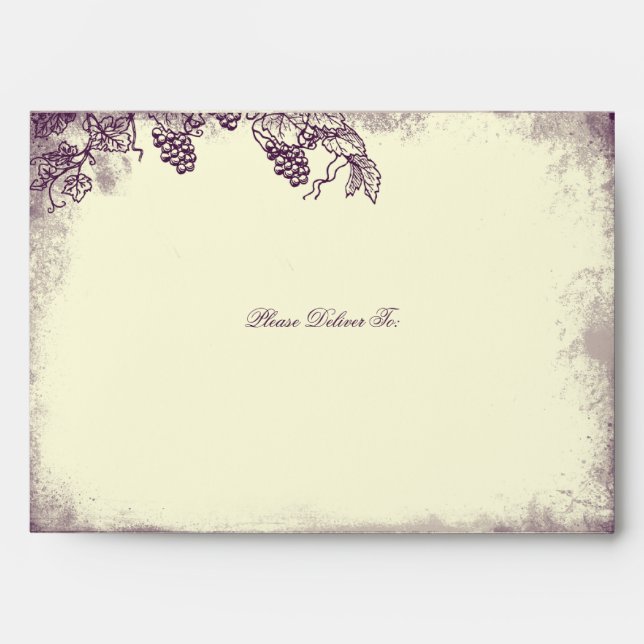 Rustic Vineyard Wedding - A7 Envelope - Purple (Front)