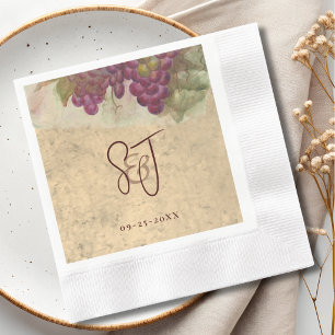 Rustic Vineyard Wedding Elegant Monogram Initials Napkin