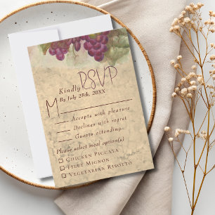 Rustic Vineyard Wedding Meal Choice RSVP Card