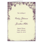 Rustic Vineyard Wedding Program Card - Purple