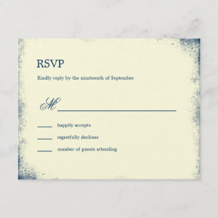 Rustic Vineyard Wedding RSVP Card - Navy