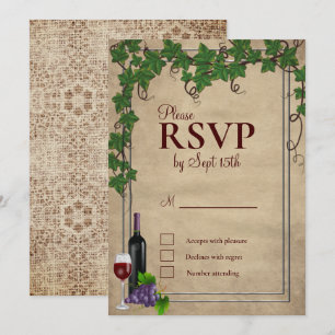Rustic Vineyard Wedding RSVP Invitation