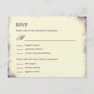 Rustic Vineyard Wedding RSVP With Menu - Purple