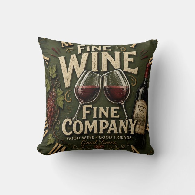 Rustic Vineyard Wine Lover Cushion (Front)